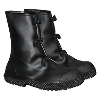 Radnor 64055792 Medium Black 12" PVC 3 Button Overboots 12" PVC 3 Button Overboots Self-Cleaning Tread Outsole