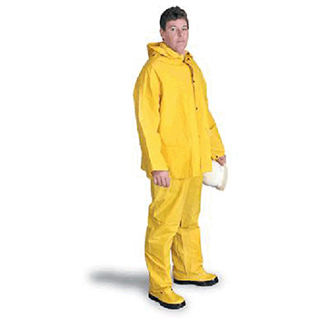 Radnor 64055901 Medium Yellow .32 mm PVC And Polyester Rain Suit With Welded Seams Storm Flap Over Snap Front Closure