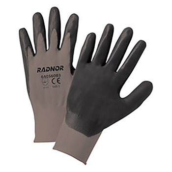 Radnor RAD64056002 Medium Black Foam Nitrile Palm Coated Gloves With 13 Gauge Gray Seamless Nylon Liner