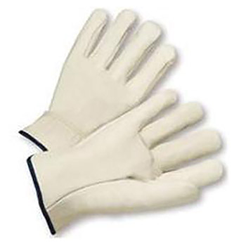 Radnor Small Economy Grain Leather Unlined Drivers Gloves With Straight Thumb, Slip-On Cuff And Color-Coded Hem
