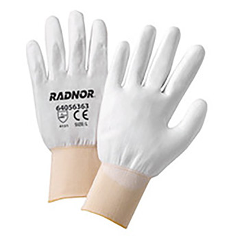 Radnor Large White Economy Polyurethane Palm Coated Gloves With Seamless 13 Gauge Nylon Knit Liner