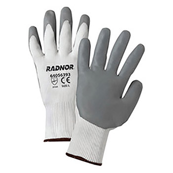 Radnor Medium White Premium Foam Nitrile Palm Coated Work Glove With 15 Gauge Seamless Nylon Liner And Knit Wrist
