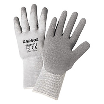 Radnor Gray Thermal String Knit Cold Weather Gloves With Latex Palm Coating, Per 24 Pairs