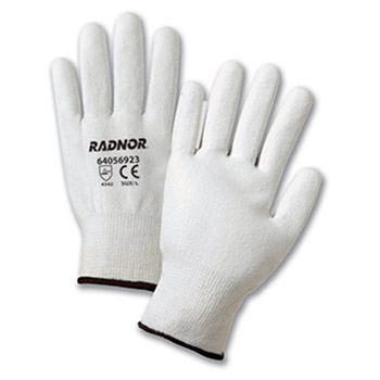 Radnor 64056924 X-Large White Polyurethane Palm Coated HPPE Gloves With 13 Gauge Seamless Liner