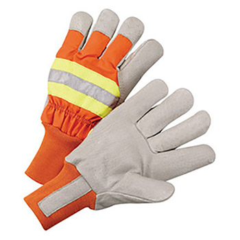 Radnor RAD64057040 Large Orange And Gray Pigskin And Polyester Thinsulate Lined Cold Weather Gloves With Wing Thumb And Knit Wrist