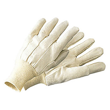 Radnor Men's White 10 Ounce 100% Cotton Canvas Gloves With Knitwrist