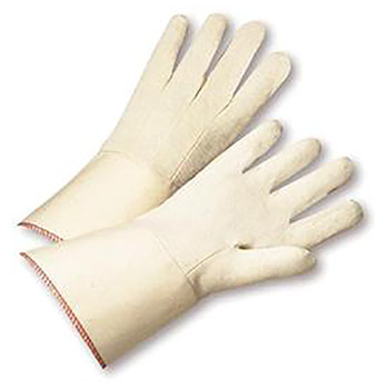 Radnor RAD64057122 Men's White 12 Ounce 100% Cotton Canvas Gloves With Gauntlet Cuff