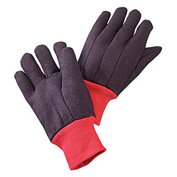 Radnor RAD64057135 Large Brown 13 Ounce 100% Cotton Jersey Gloves With Red Knitwrist And Red 100% Cotton Fleece Lining