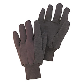 Radnor Large Brown 10 Ounce Cotton-Polyester Blend Jersey Gloves With Knitwrist And PVC Dotted Palm, Thumb And Index Finger