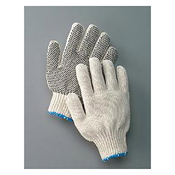 Radnor Large Natural Medium Weight Polyester-Cotton String Gloves With Knit Wrist And Single Side Black PVC Dot Coating