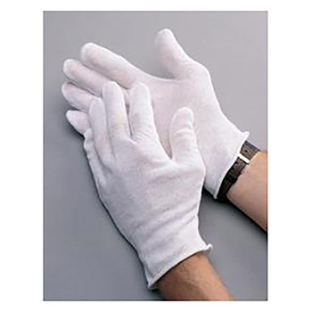 Radnor Men's White 9" Light Weight 100% Cotton Reversible Inspection Gloves With Unhemmed Cuff