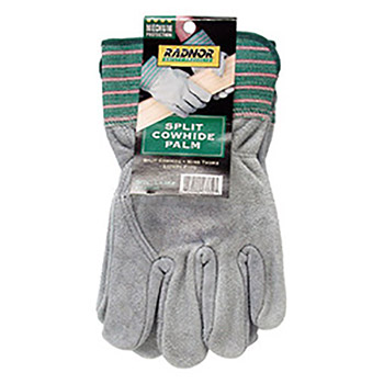 Radnor Large Select Shoulder Leather Palm Gloves With Rubberized Safety Cuff, Full Leather Back And Wing Thumb