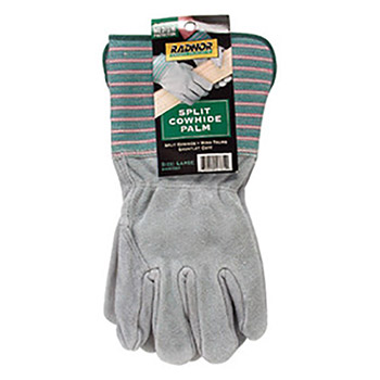 Radnor Large Select Shoulder Leather Palm Gloves With Gauntlet Cuff, Full Leather Back And Wing Thumb