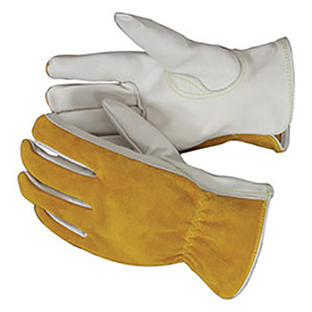 Radnor Small Premium Grain Split Back Cowhide Unlined Drivers Gloves With Keystone Thumb And Shirred Elastic Back (Carded)