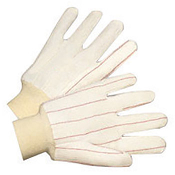 Radnor RAD64057389 Large White 18 Ounce Cotton/Polyester Blend Fully Corded Cotton Canvas Gloves With Knitwrist And Double Palm