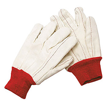 Radnor RAD64057398 X-Large White 18 Ounce Nap-In Cotton/Polyester Blend Cotton Canvas Gloves With Red Knitwrist, Double Palm And Standard Lining