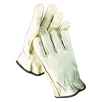 Radnor Small Grain Cowhide Unlined Drivers Gloves With Keystone Thumb, Slip-On Cuff, Color-Coded Hem And Shirred Elastic Back