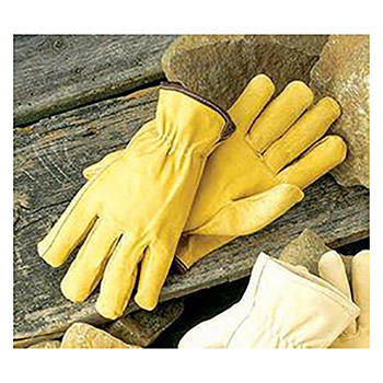 Radnor RAD64057465 Medium Grain Pigskin Unlined Gunn Cut Drivers Gloves With Straight Thumb, Slip-On Cuff, Color-Coded Hem And Shirred Elastic Back