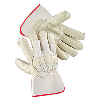 Radnor Medium Premium Grain Cowhide Leather Palm Gloves With Safety Cuff, Natural White Canvas Back And Wing Thumb