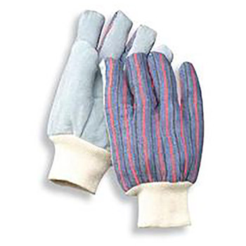 Radnor Large Economy Grade Split Leather Palm Gloves With Knit Wrist And Striped Canvas Back