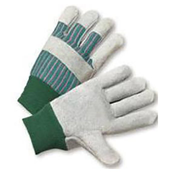 Radnor RAD64057536 Large Standard Split Cowhide Leather Palm Gloves With Knit Wrist, Striped Canvas Back And Reinforced Knucke Strap