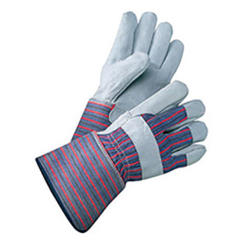 Radnor Small Select Shoulder Grade Split Leather Palm Gloves With Rubberized Gauntlet Cuff, Striped Canvas Back And Reinforced Knuckle Strap, Pull Tab, Index Finger And Fingertips