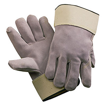 Radnor RAD64057578 Large Side Split Leather Palm Gloves With Safety Cuff, Full Leather Back And Wing Thumb