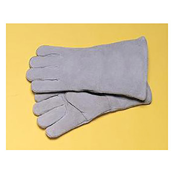 Radnor Large Pearl Gray 14" Shoulder Split Cowhide Cotton Sock Lined Welders Gloves With Wing Thumb And Fully Welted Fingers (Carded)