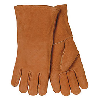 Radnor RAD64057607 Large Brown 14" Shoulder Split Cowhide Cotton Sock Lined Welders Gloves With Wing Thumb