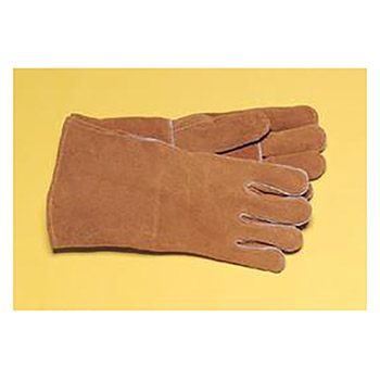Radnor Large Brown 14" Select Shoulder Split Cowhide Cotton Lined Welders Gloves With Reinforced Straight Thumb, Welted Fingers And Kevlar Stitching (Carded)