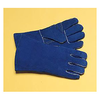 Radnor Large Blue 14" Premium Side Split Cowhide Cotton-Foam Lined Insulated Welders Gloves With Wing Thumb, Welted Fingers And Kevlar Stitching (Carded)