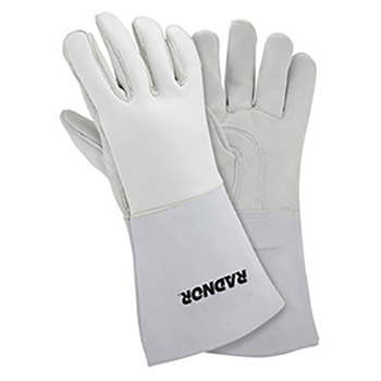 Radnor RAD64057792 Medium Gray 14" Grain Elkskin Foam Lined Welders Glove With Reinforced Straight Thumb And Stiff Cowhide Cuff (Carded)