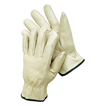 Radnor RAD64057853 Large Premium Grain Leather Unlined Drivers Gloves With Keystone Thumb, Slip-On Cuff And Color-Coded Hem