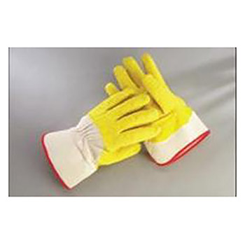 Radnor RAD64057920 Large Yellow/White Economy Rubber Palm Coating Wrinkle Finish Canvas Work Glove With Safety Cuff