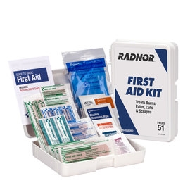Radnor White Plastic Portable 1 Person 52 Piece First Aid Kit, Each