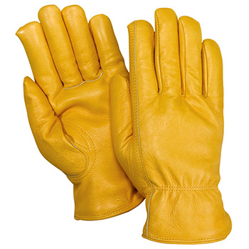 Red Steer 1561 Premium Grade, Golden Grain Cowhide Glove, Shirred Elastic Back, Keystone Thumb, Turned Leather Binding, Per Dz