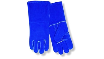 Red Steer 6850K-L Blue Suede Cowhide, Premium Grade, Wide Stitch Reinforced Wind Thumb, Continuous One-Piece Back, Full Stock Lining, Sewn with Kevlar, Welted in Vulnerable Seams, Per Dz