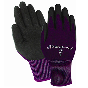 Red Steer A206 Form Fitting Flowertouch Super Stretch Knit Liner, Textured Latex Palm, Purple, Per Dz