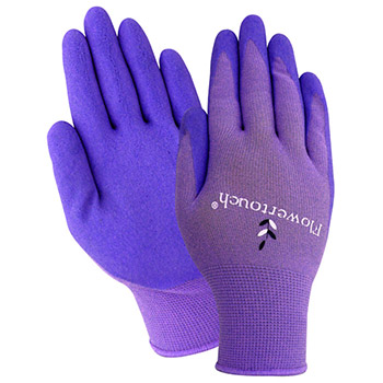 Red Steer A207 Flowertouch, Super Soft Foam Latex Rubber Palm, Breathable Nylon Knit Liner, Machine Washable, Purple, Per DzCoated Gloves
