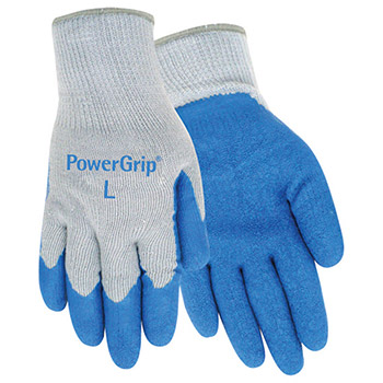 Red Steer A300 PowerGrip Blue Textured Rubber Palm, 10 Gauge Gray Poly/Cotton Knit Liner, Per Dz
