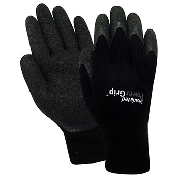 Red Steer A301B Insulated PowerGrip Black Textured Rubber Palm, Black Thermal 10 Gauge Poly/Cotton Knit Liner, Per Dz