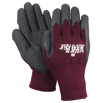 Red Steer A301BG Insulated PowerGrip Black Textured Rubber Palm, Burgundy Thermal 10 Gauge Poly/Cotton Knit Liner, Per Dz