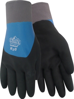 Red Steer A323 Chilly Grip Waterproof, Heavyweight Brushed Acrylic Knit Liner, Blue Patent Pending Waterproof Coating with Textured Black 3/4 Outer Nitrile Dip, Per Dz