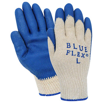 Red Steer A377 BlueFlex Economy Blue Rubber Palm, 10 Gauge White Poly/Cotton Knit Liner, Per Dz