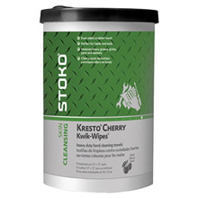 Stoko S5599045564 10" X 12" Canister Red Kresto Kwik-Wipes Cherry Scented Extra Heavy Duty Waterless Hand Wipes 