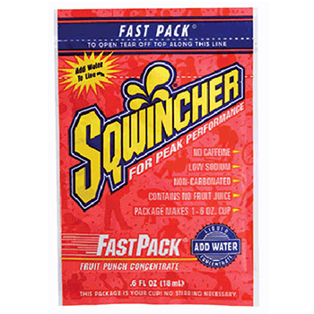 Sqwincher 015305-FP .6 Ounce Fast Pack Liquid Concentrate Fruit Punch Electrolyte Drink - Yields 6 Ounces (50 Single Serve