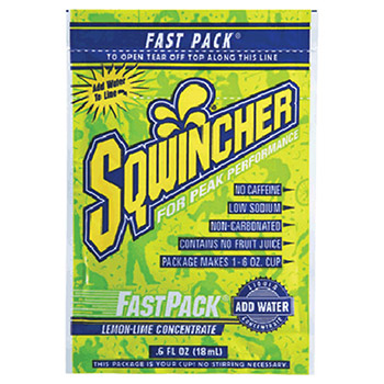 Sqwincher 015308-LL .6 Ounce Fast Pack Liquid Concentrate Lemon Lime Electrolyte Drink - Yields 6 Ounces (50 Single Serve