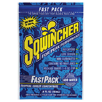 Sqwincher 015309-TC .6 Ounce Fast Pack Liquid Concentrate Tropical Cooler Electrolyte Drink - Yields 6 Ounces (50 Single