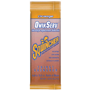 Sqwincher 159060900-OR 1.26 Ounce Qwik Serve, Powder Concentrate Orange Electrolyte Drink - Yields 16.9 Ounces, 8 Pkg/Bag, 12 Bags/Cs, Per Cs