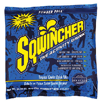 Sqwincher 016049-TC 23.83 Ounce Instant Powder Pack Tropical Cooler Electrolyte Drink - Yields 2 1/2 Gallons (32 Packets)